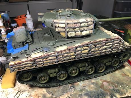 Kept the pattern going and began dry-bushing with Tamiya Buff.