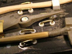 Once the paint is applied all of the tools will be lashed down to the tie downs using straps made from tape with PE buckles.