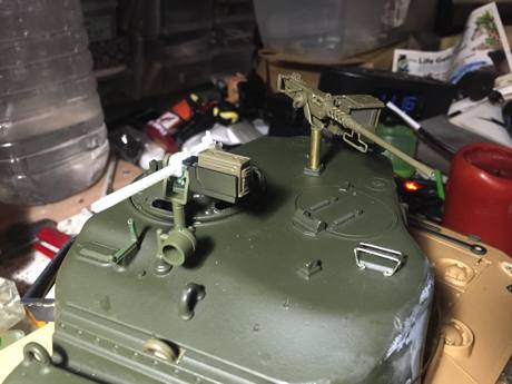 Time to play a bit, I whipped up some MG parts from a 3-d printed .30 cal and a combination of Tamiya and Heng Long .50 cal parts.