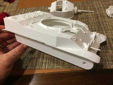 Upper and lower hull come cast together initially but Pat is working on a two piece setup for easier RC potential.